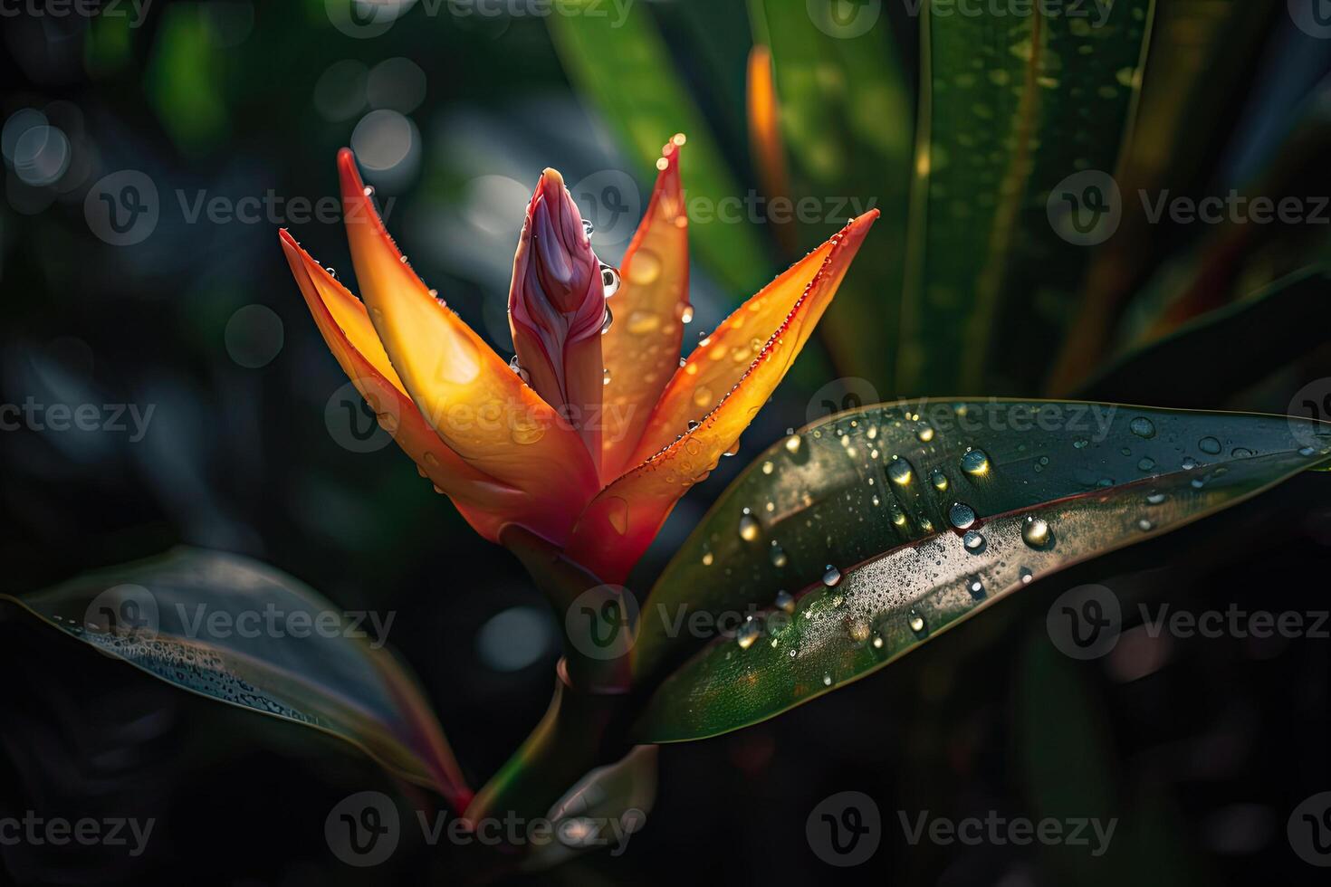 fantasia esotico tropicale fiori. bellissimo giungla floreale sfondo. generativo ai foto