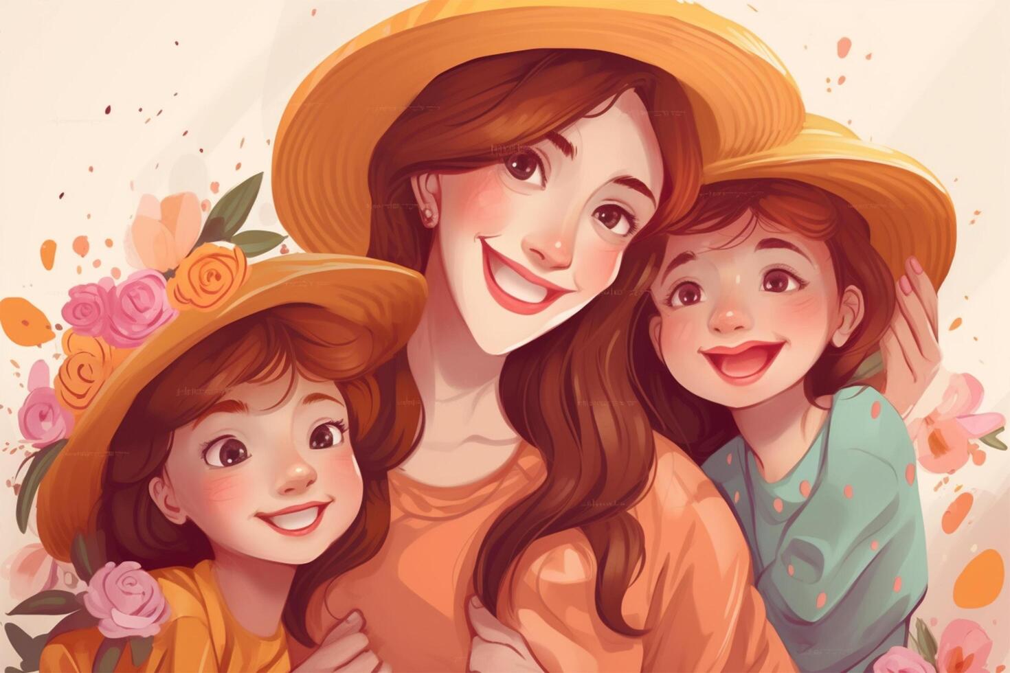 contento madre giorno illustrazione donna con bambino generativo ai foto