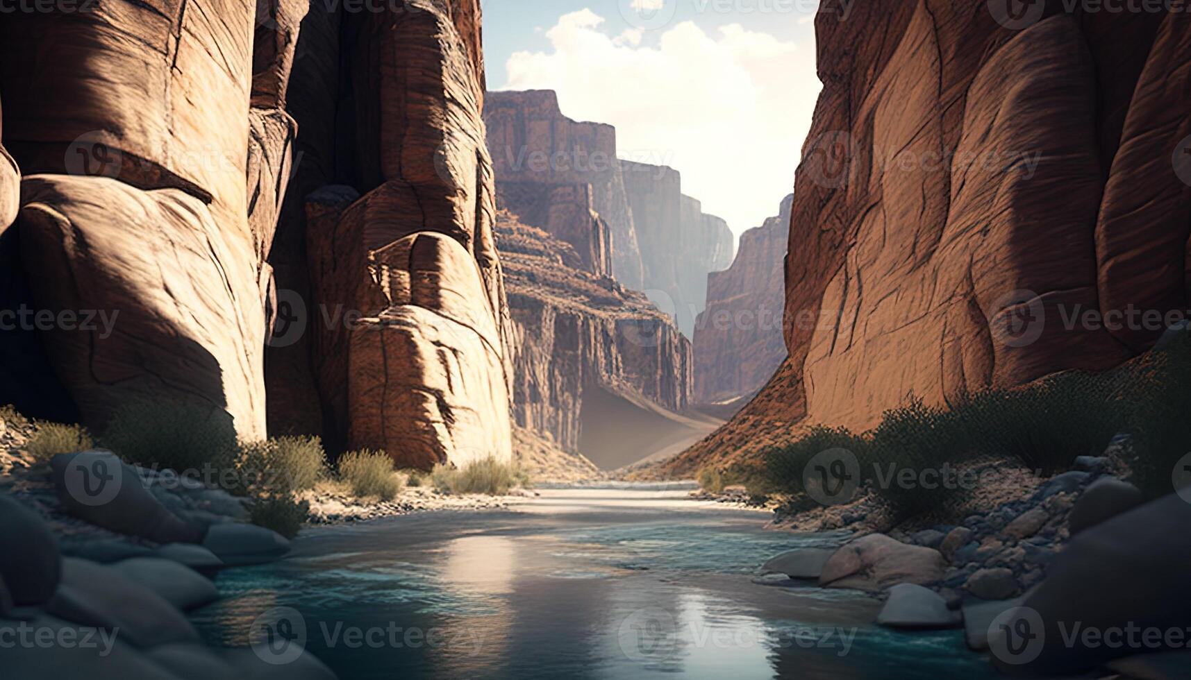 fiume canyon, digitale arte illustrazione, generativo ai foto