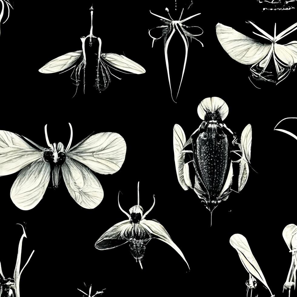 collezione di insetti su un' nero sfondo. generativo ai. foto