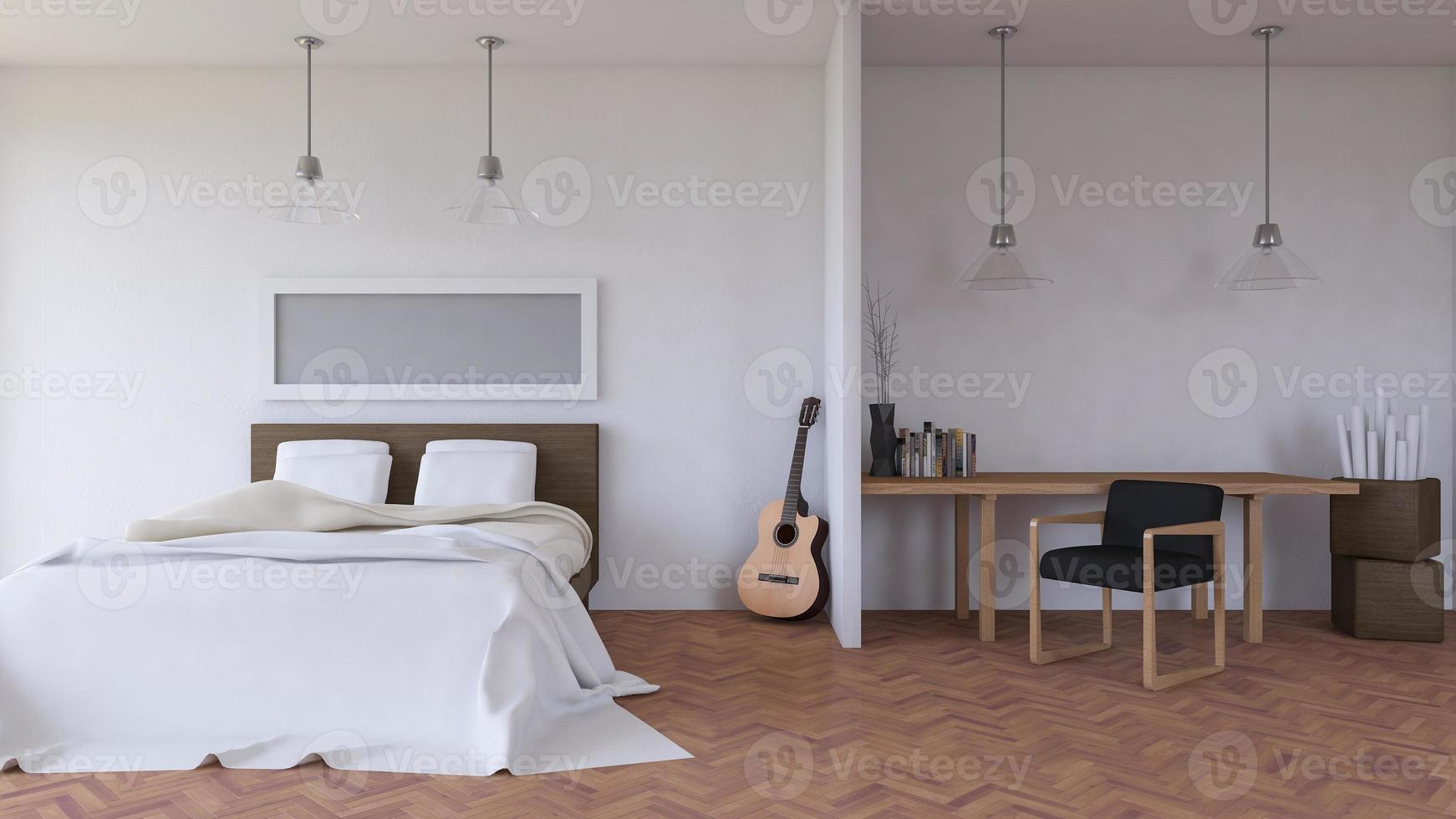 interno della camera da letto, rendering 3d foto