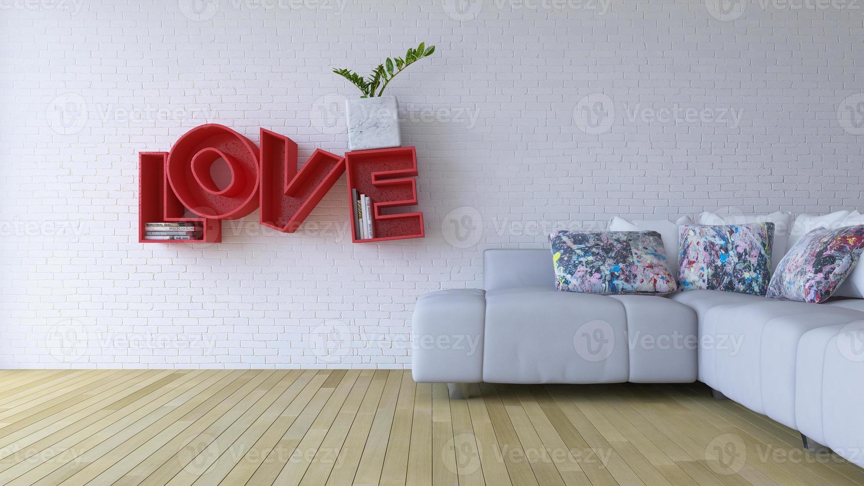 Immagine di rendering 3D del soggiorno di interior design foto