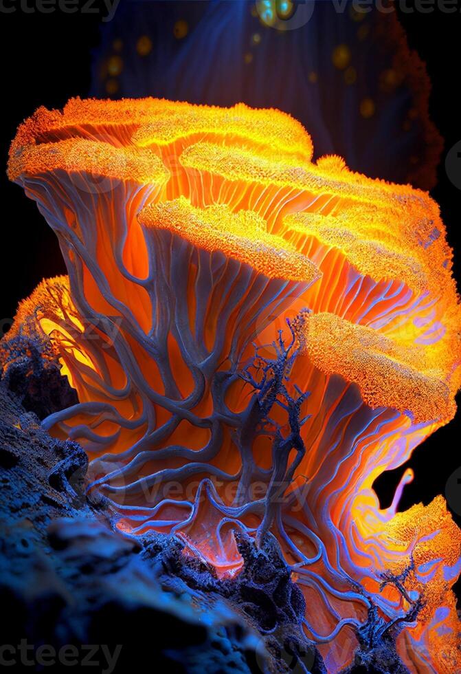 vicino su di un arancia mare anemone. generativo ai. foto