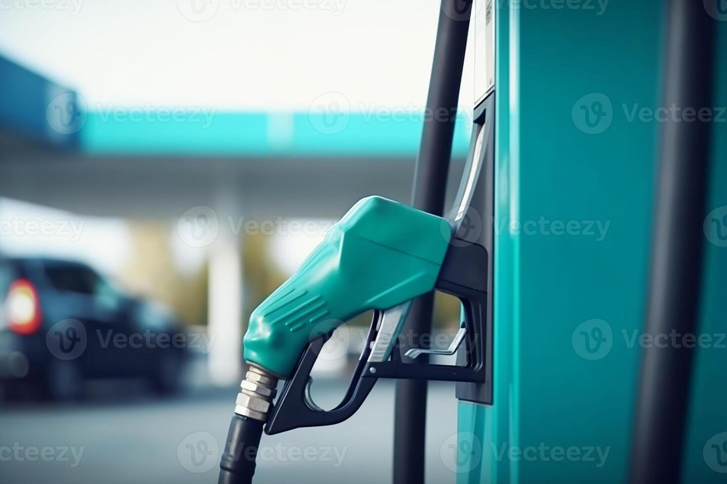 benzina distributore. Riempimento pistola nel il distributore. generativo ai foto