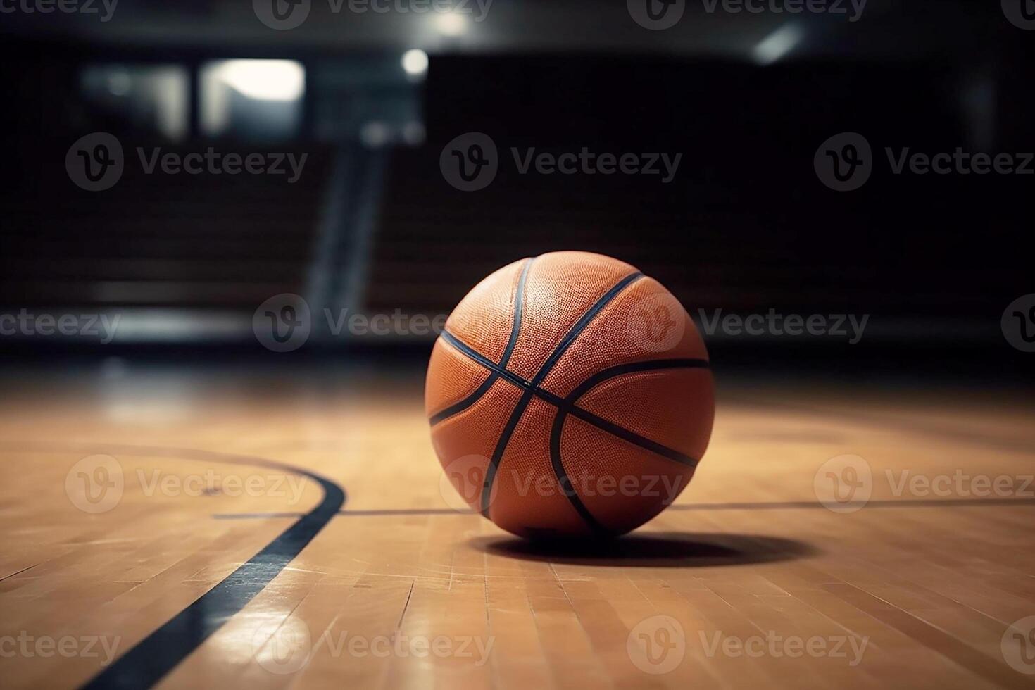 pallacanestro su il terreno di gioco nel il palestra. generativo ai foto