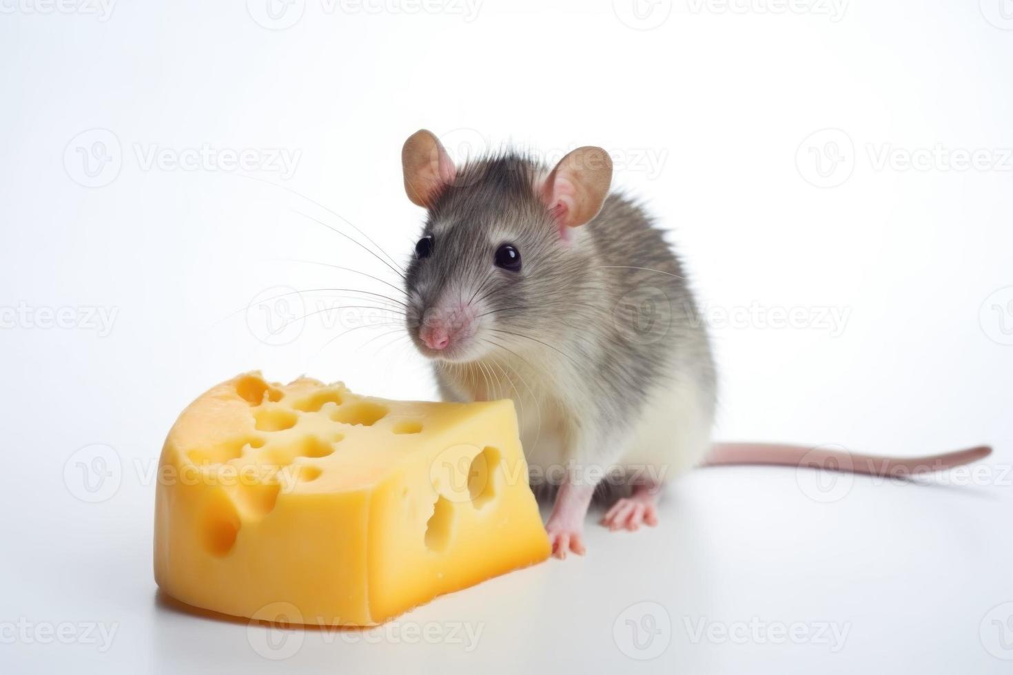 carino ratto vicino formaggio. creare ai foto