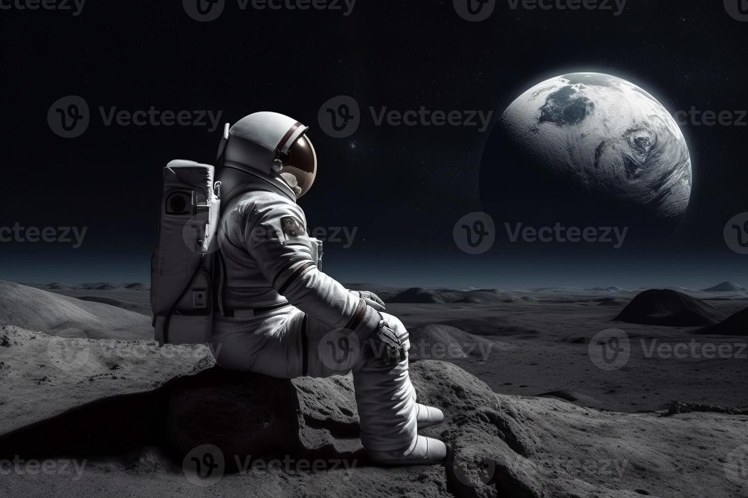 astronauta seduta su pianeta. creare ai foto