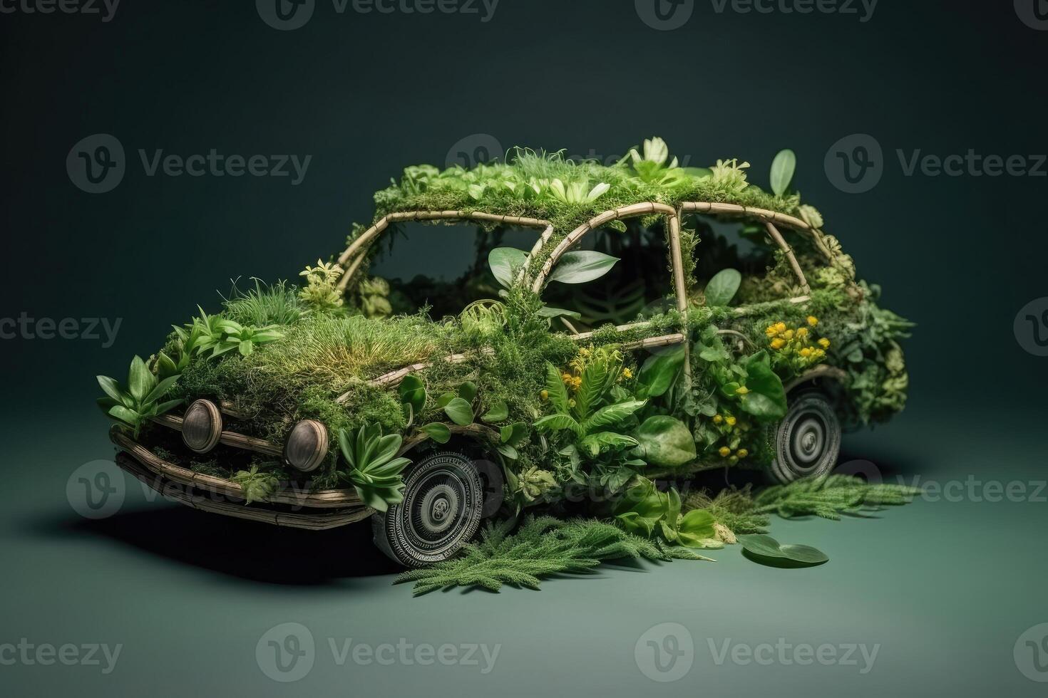 auto fatto di naturale verde impianti. eco amichevole trasporto. generativo ai foto