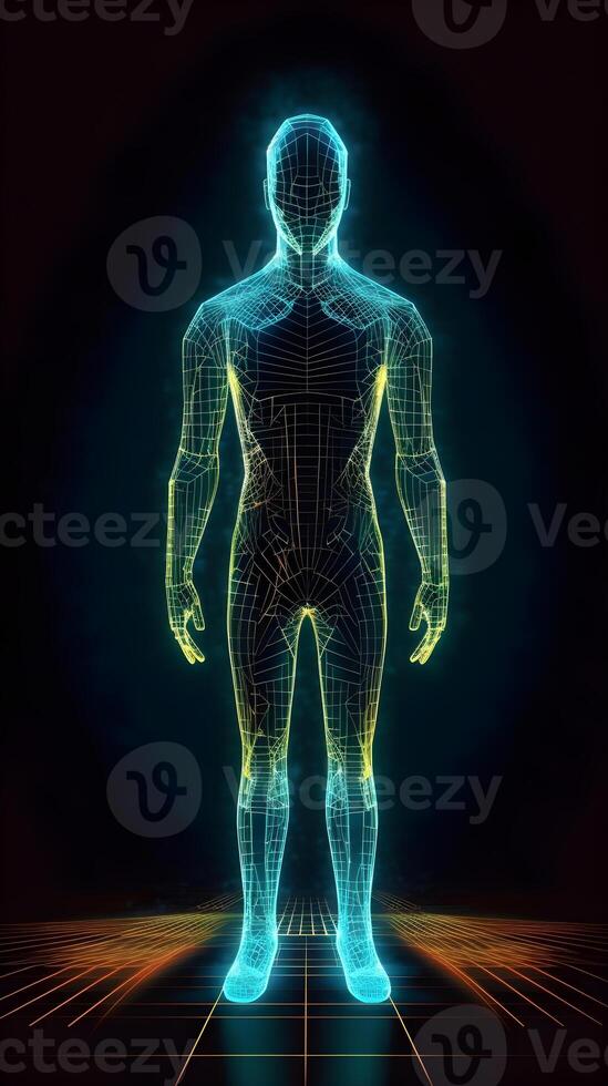 umano ologramma 3d geometrico ,generativo ai 23121579 Stock Photo su  Vecteezy