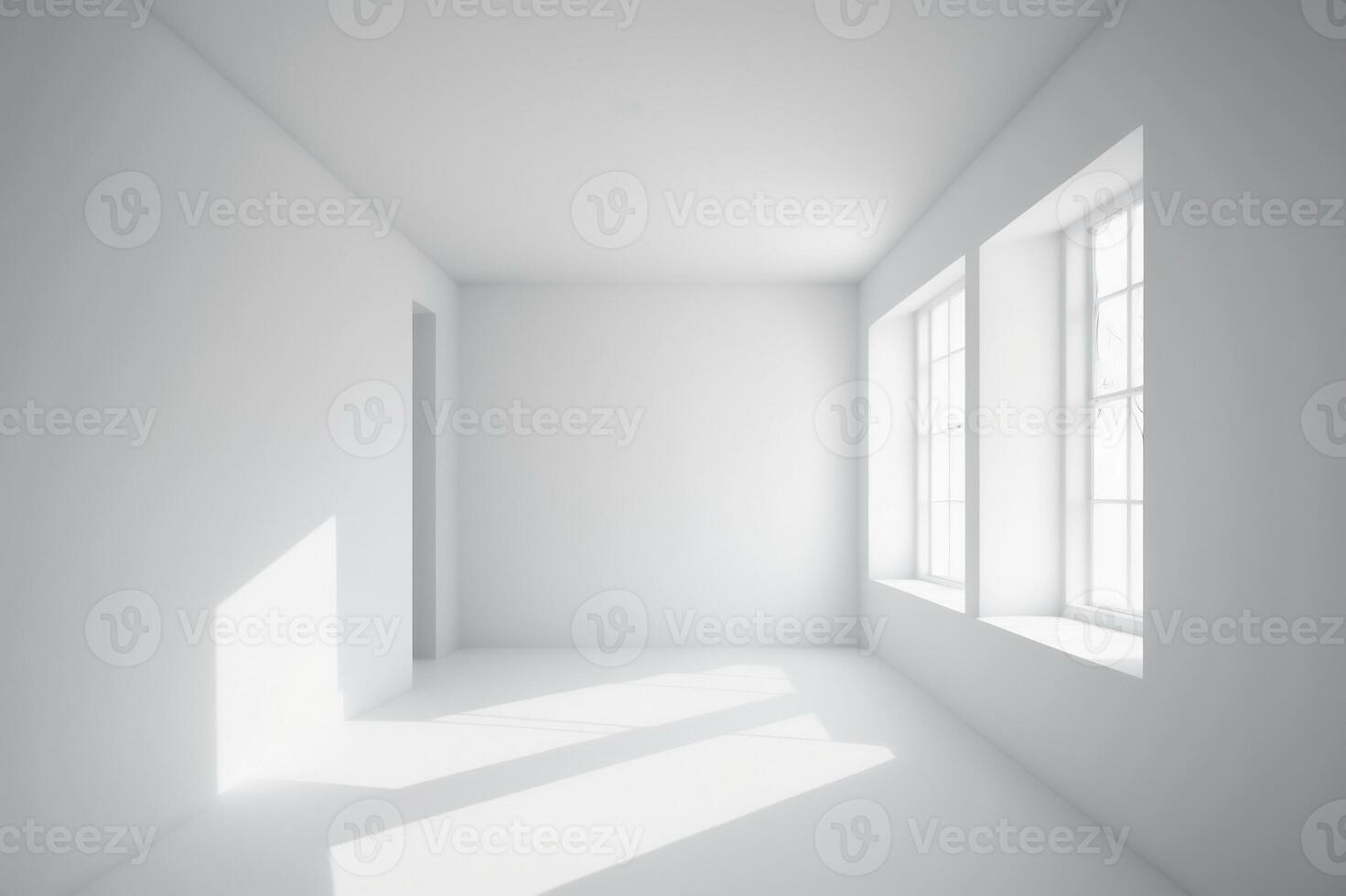 leggero bianca vuoto camera senza mobilia con naturale leggero a partire dal finestre. ai generativo foto