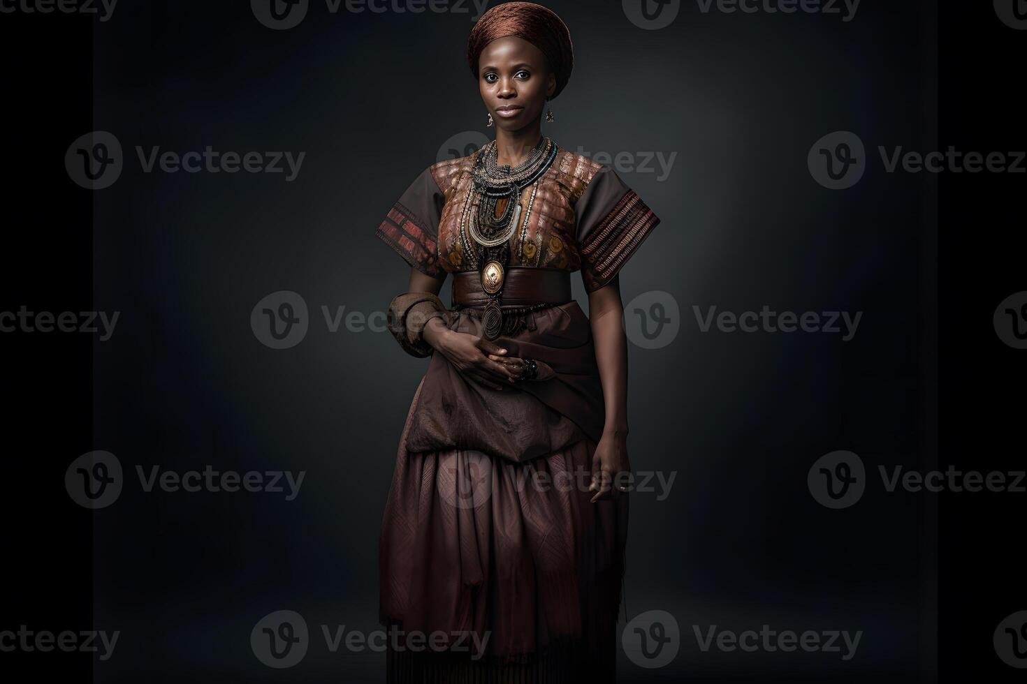 bellissimo africano donna nel etnico vestire. neurale Rete ai generato foto