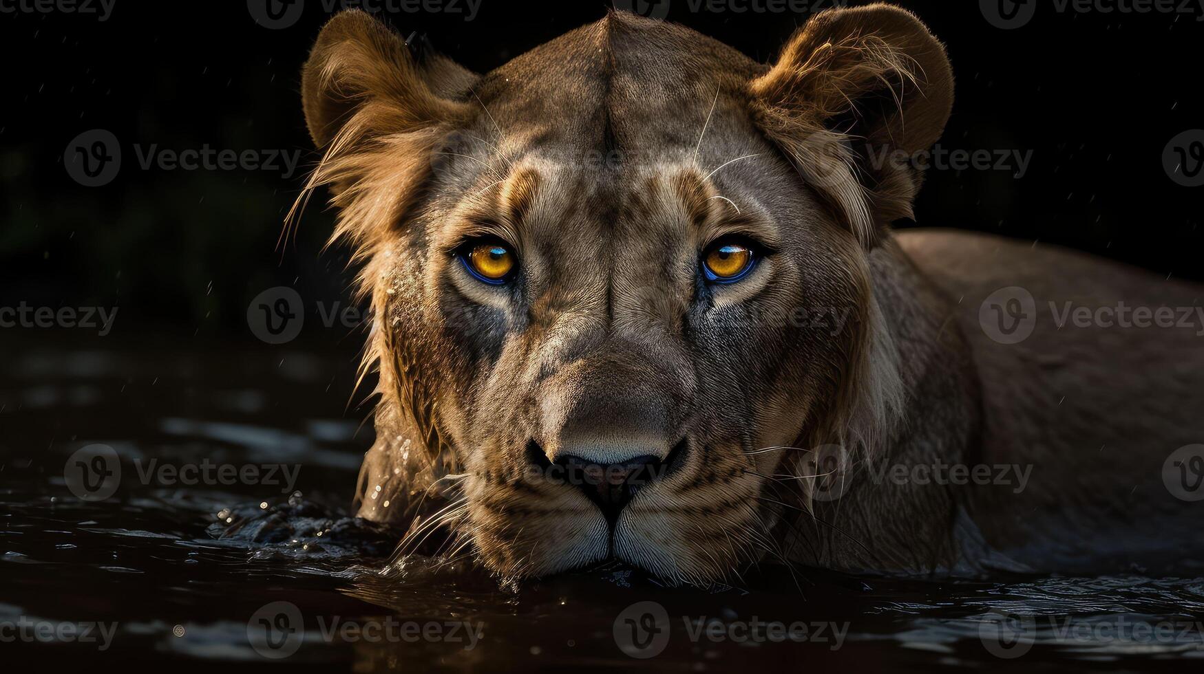 Leone re isolato su nero.. creato con generativo ai foto