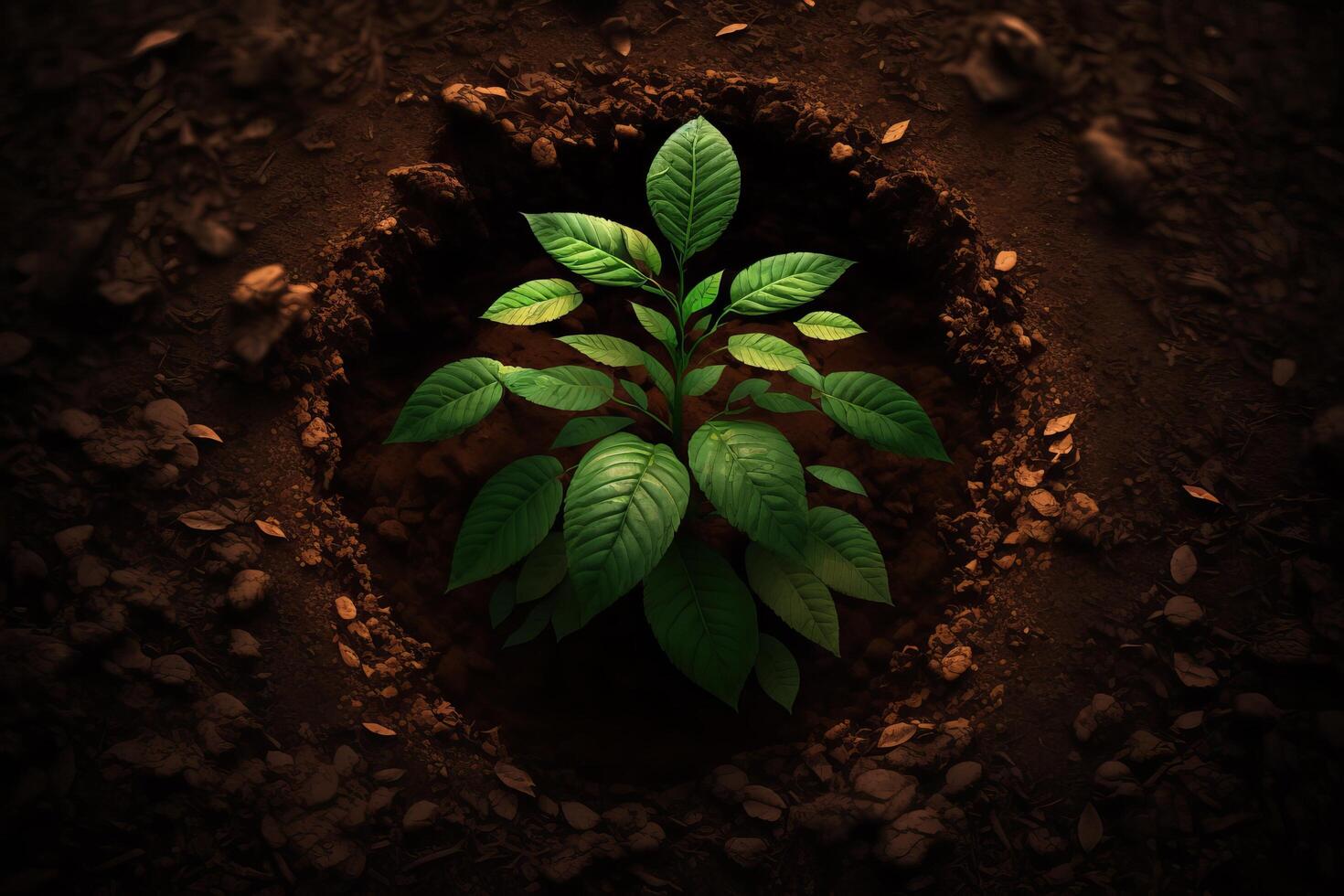 terra giorno albero su il verde terra sfondo, generativo ai foto