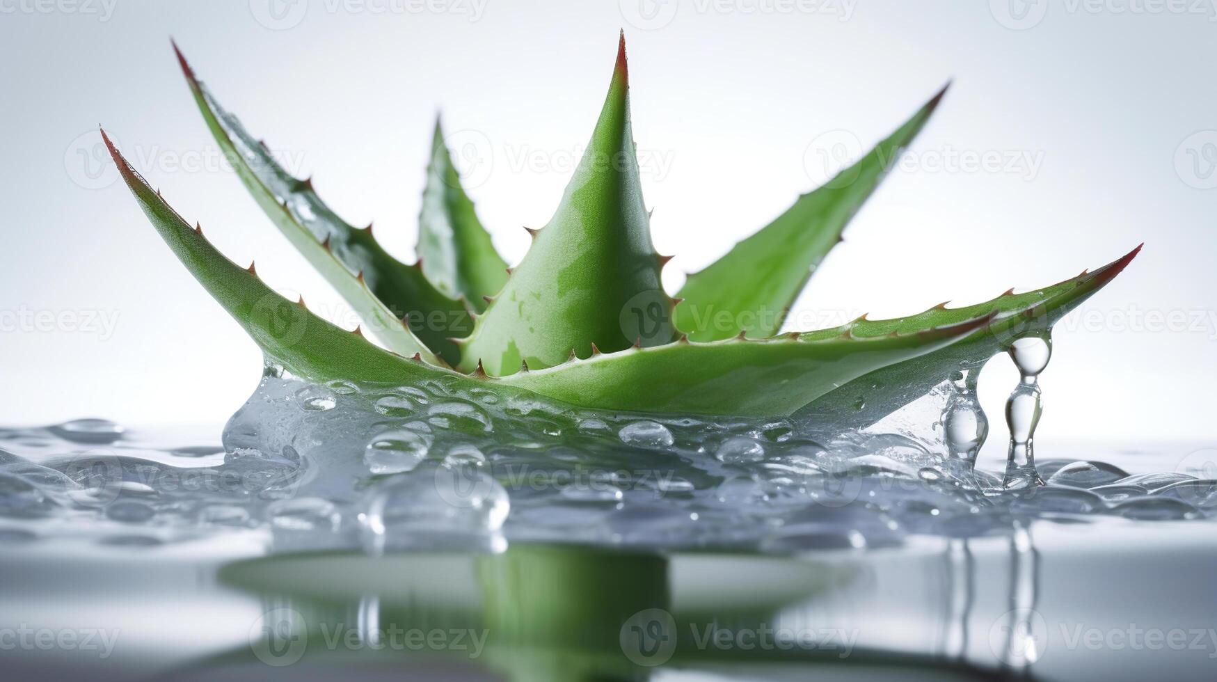 aloe Vera con acqua dietro a e bianca sfondo , generato ai Immagine foto