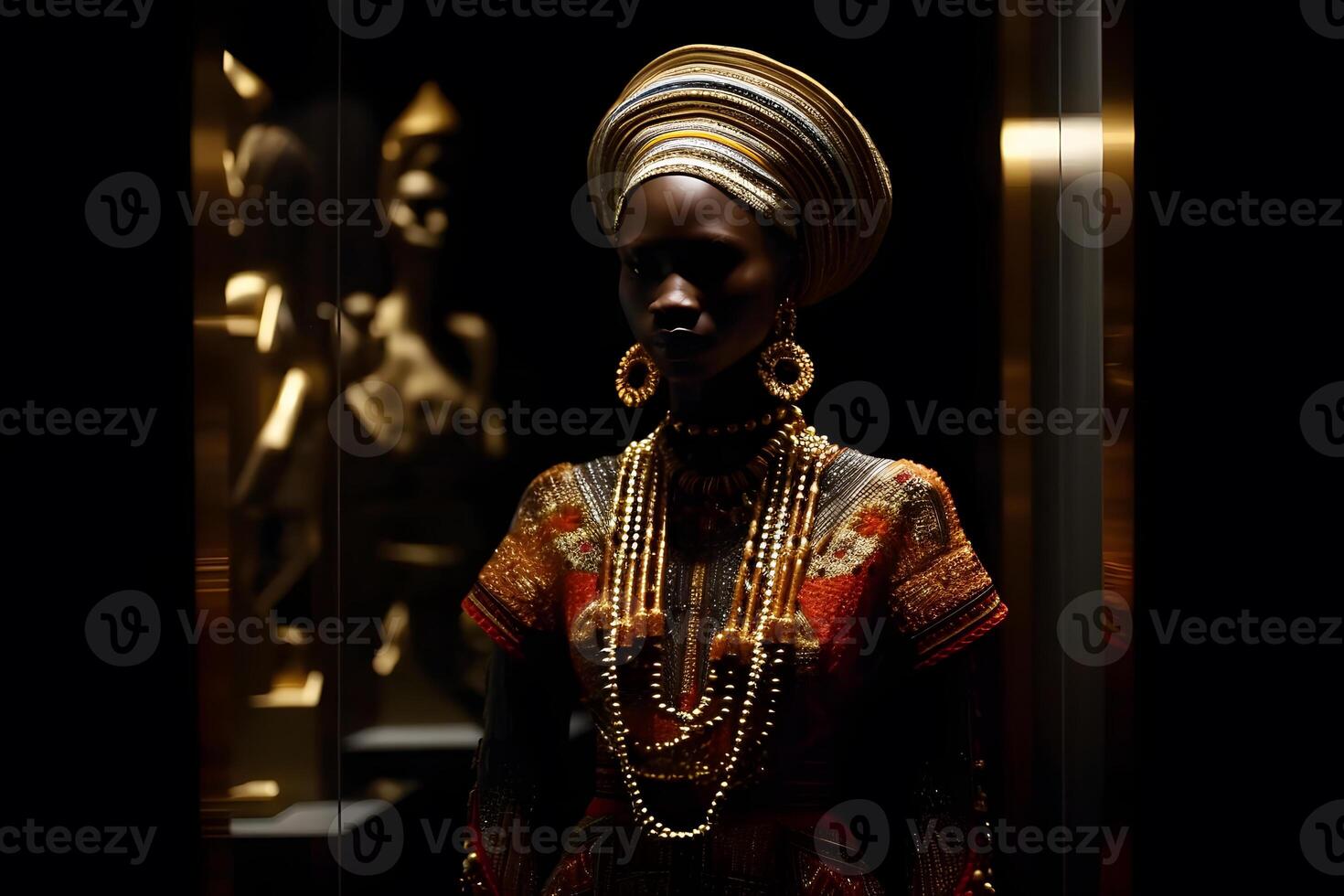 bellissimo africano donna nel etnico vestire. neurale Rete ai generato foto