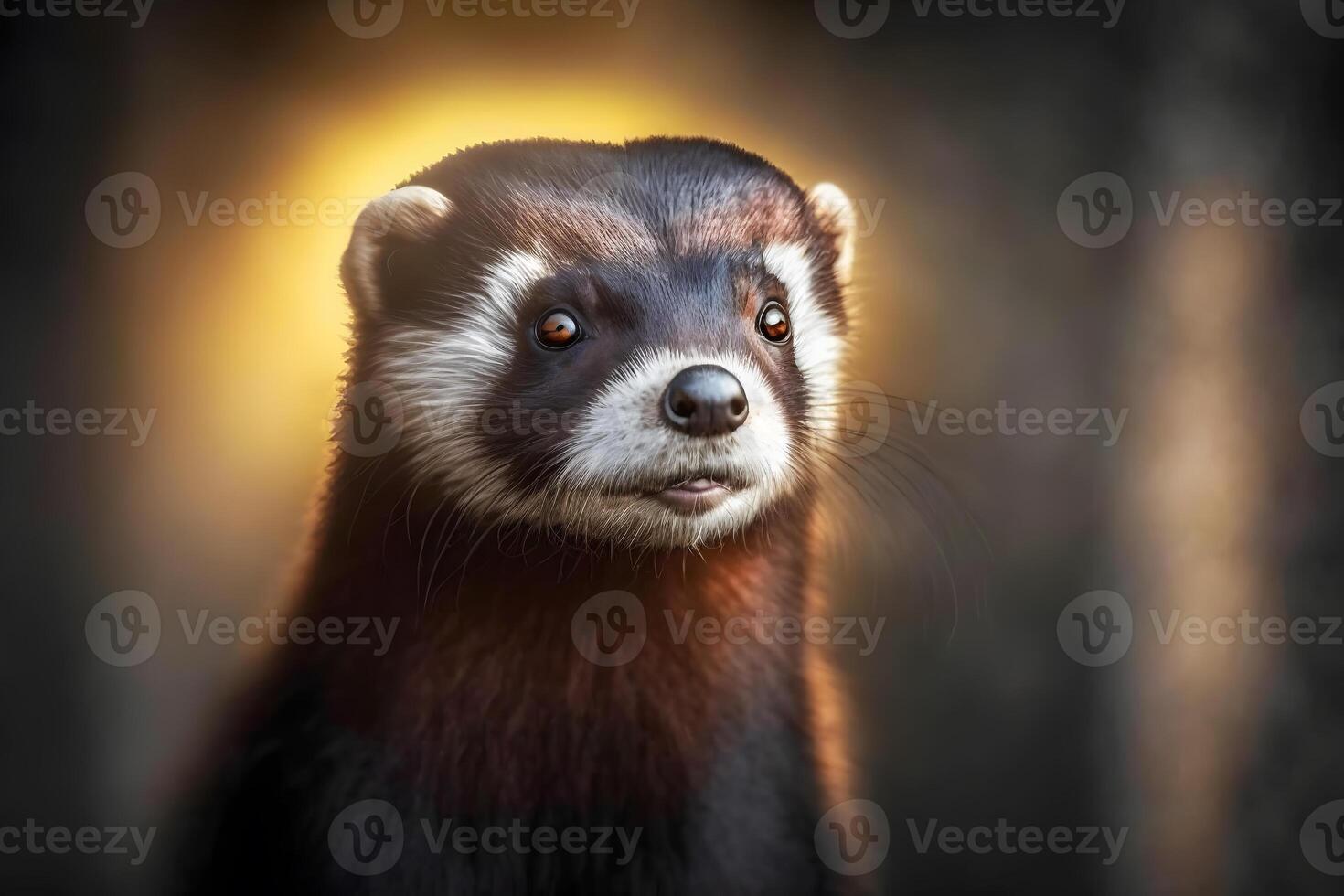 avvicinamento di il furetto nel il natura. furetto su il caccia. neurale Rete ai generato foto