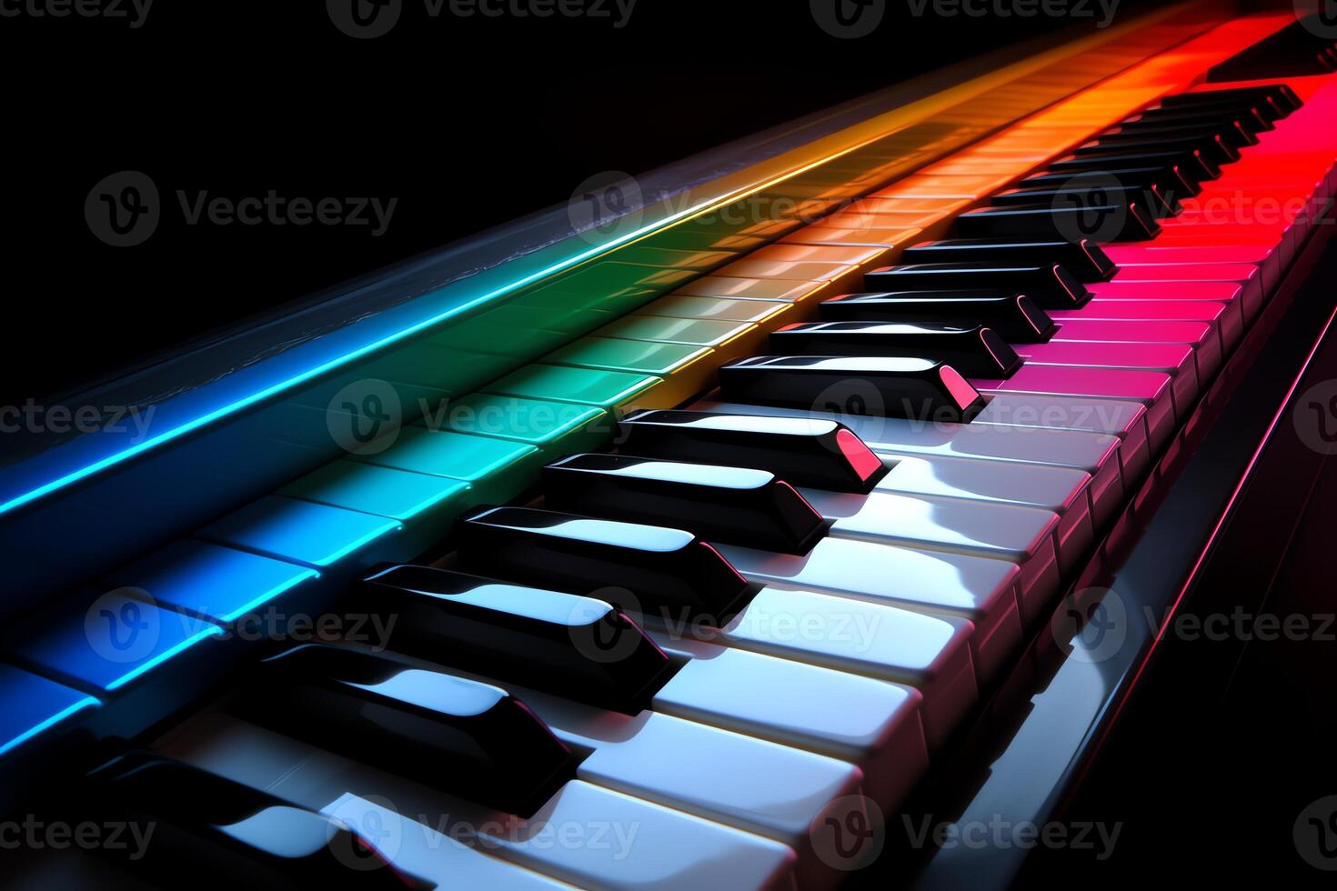 colorato pianoforte tastiera sfondo. ai generato foto