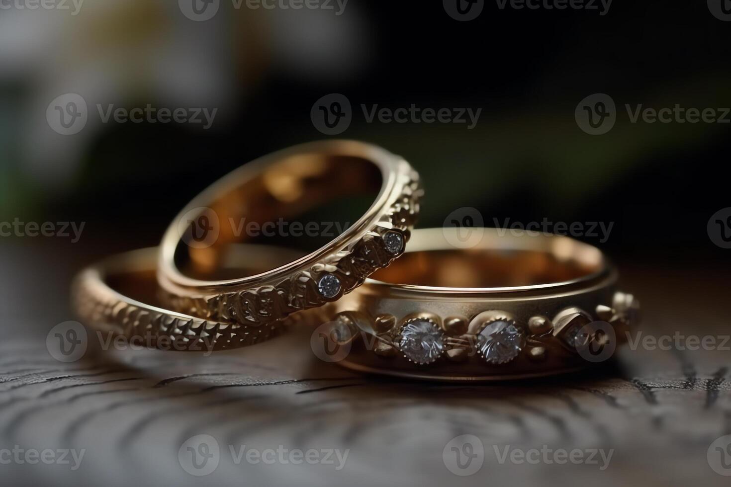 nozze anelli simboleggiare amore e famiglia nel un' alta qualità foto con selettivo messa a fuoco. ai generato