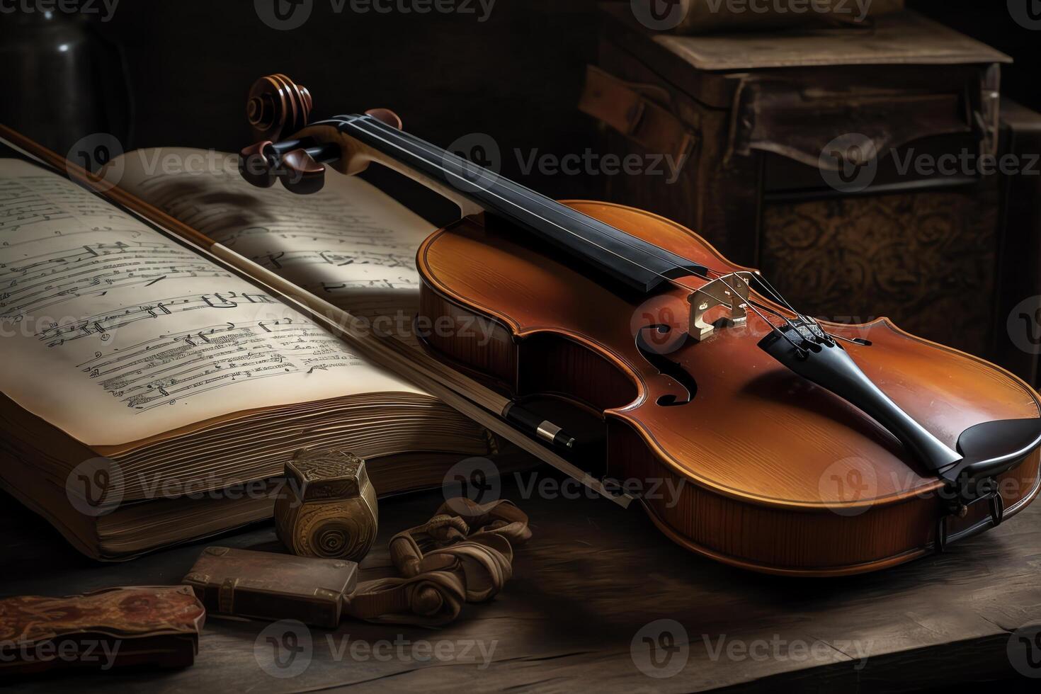 violino musica e foglio musica. ai generato foto