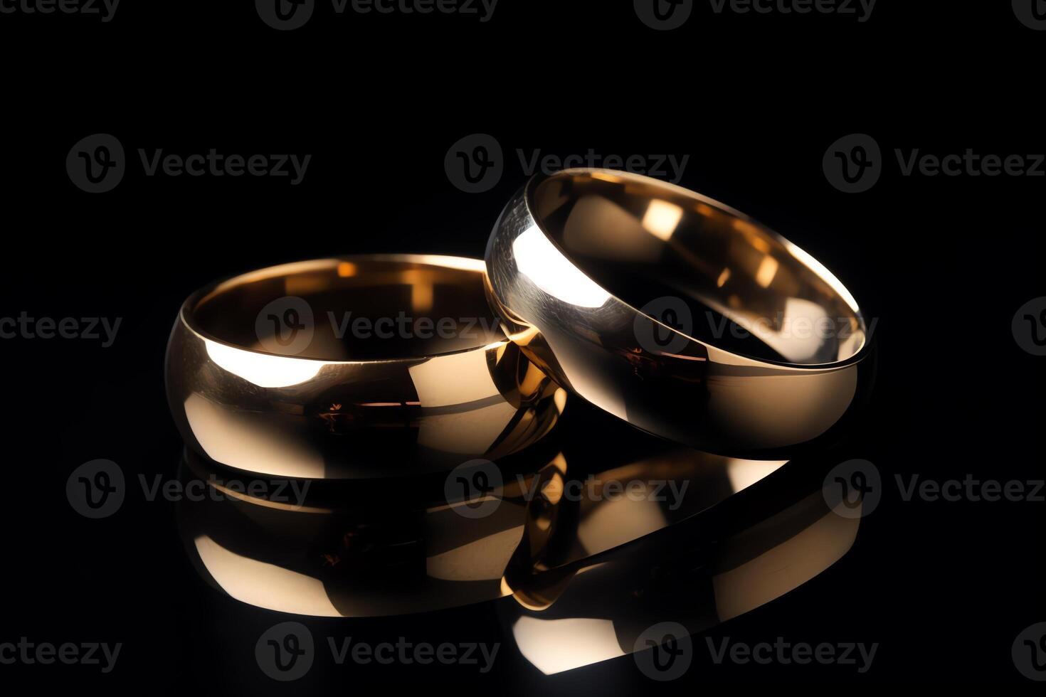 Due oro nozze anelli ai generato foto