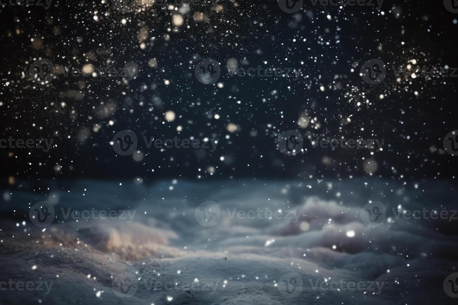 festivo neve stelle e luci su buio sfondo Natale vacanza ai generato foto