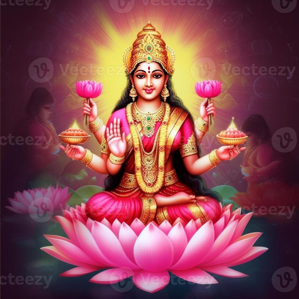 maha lakshmi immagini Scarica mah laxmi dea su loto immagini generativo ai foto