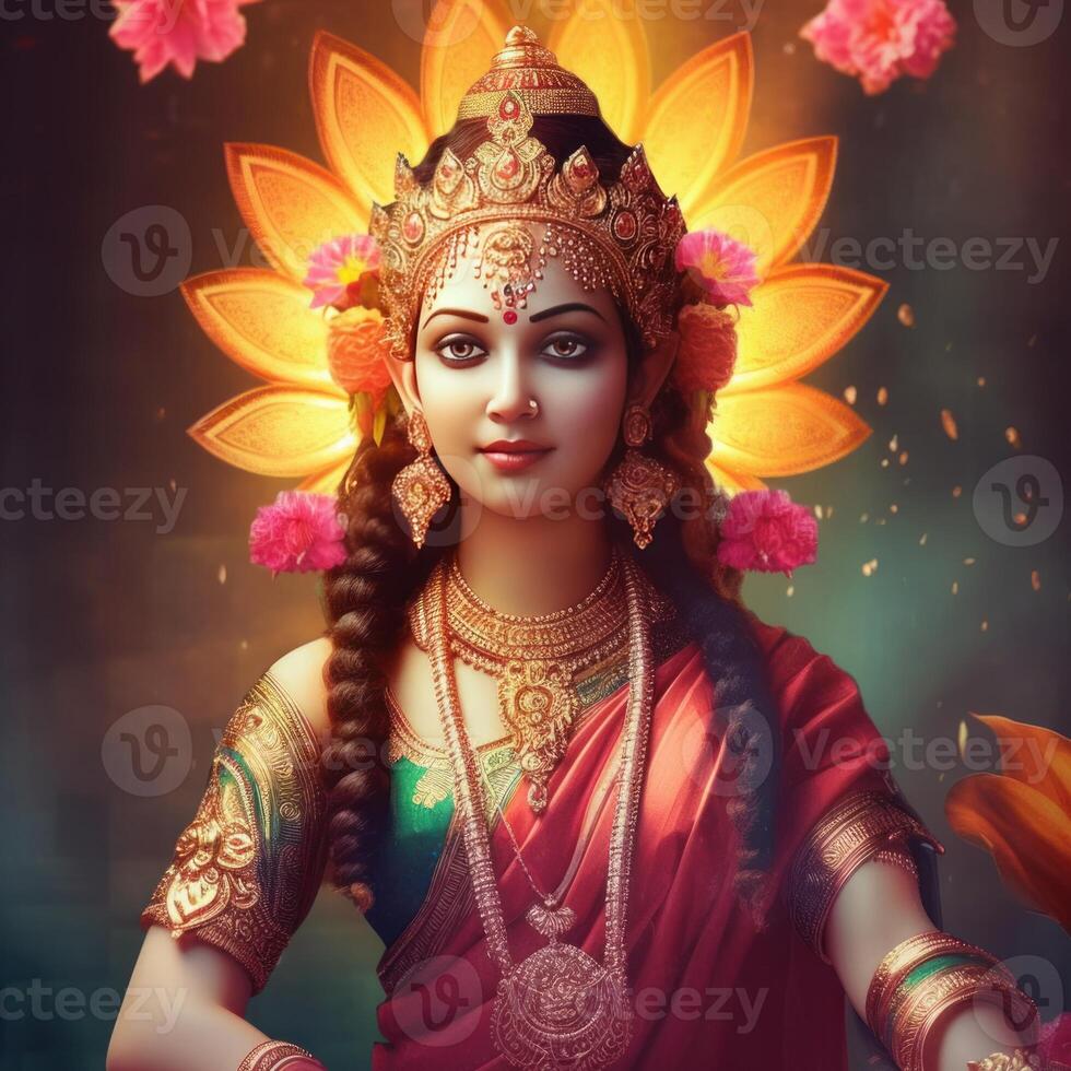 maha lakshmi immagini Scarica mah laxmi dea su loto immagini generativo ai foto