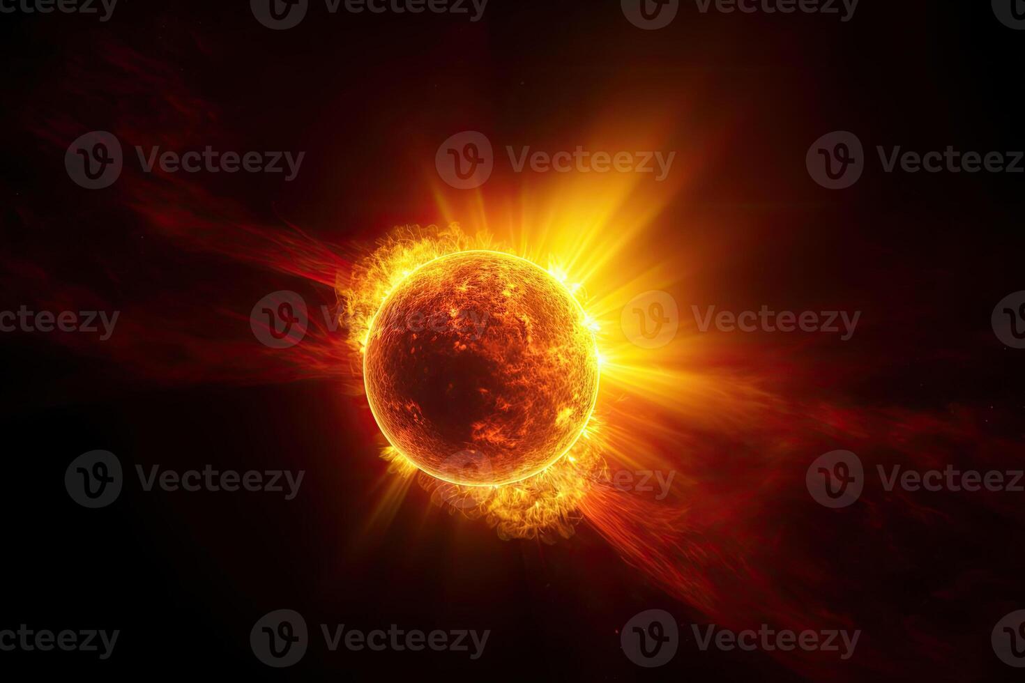 superficie di sole con protuberanze, solare radiazione. generativo ai foto