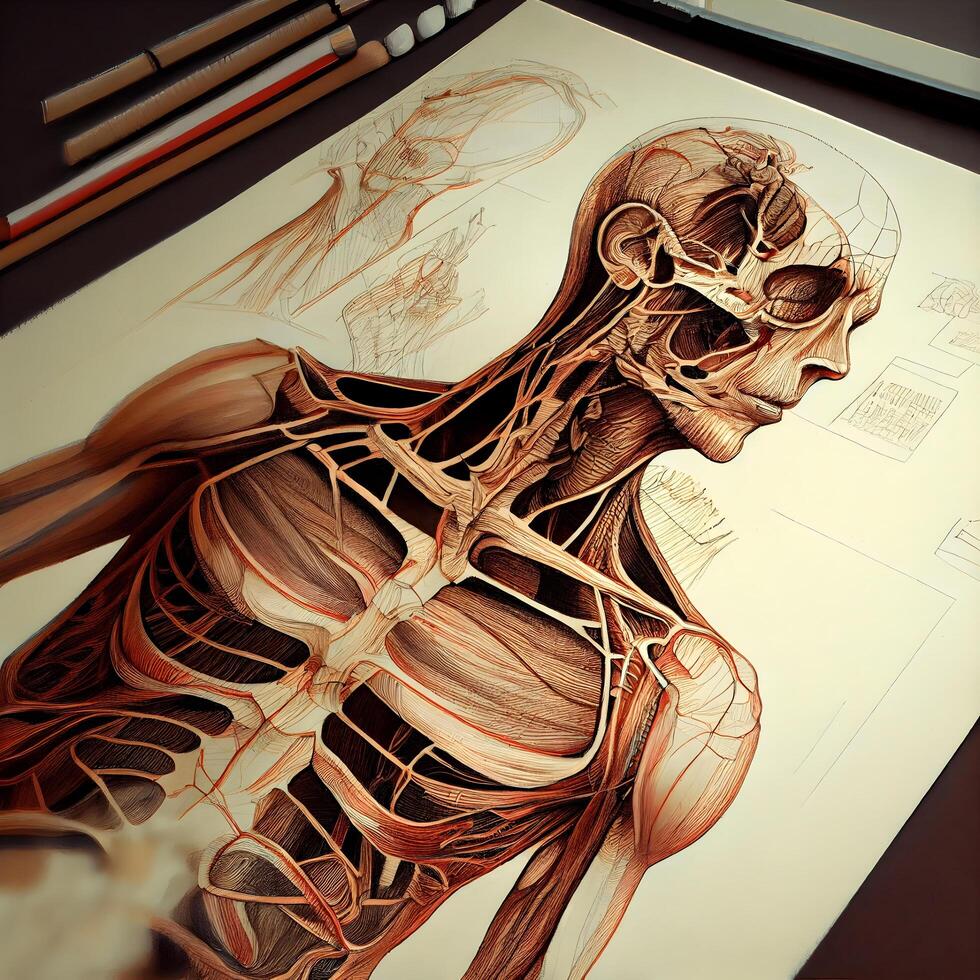 3d reso illustrazione di il umano anatomia - il scheletrico sistema., ai generativo Immagine foto