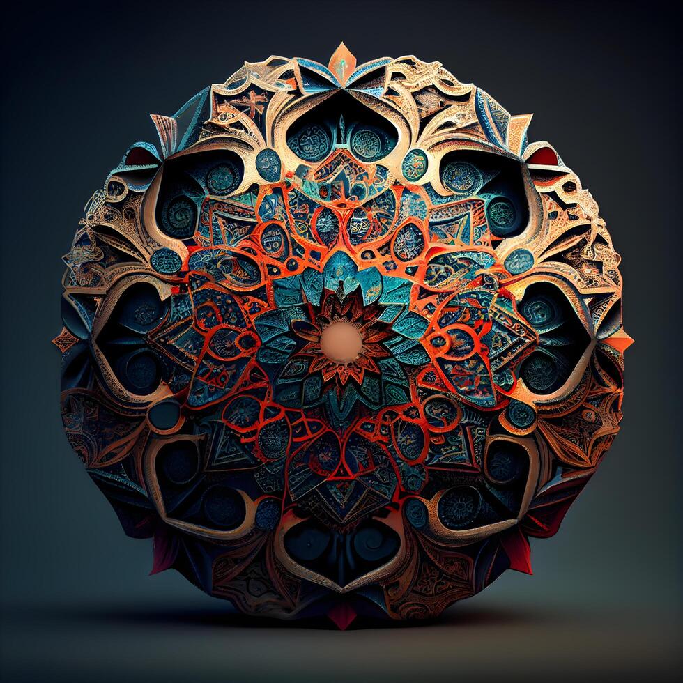 3d astratto frattale mandala, computer generato illustrazione., ai generativo Immagine foto