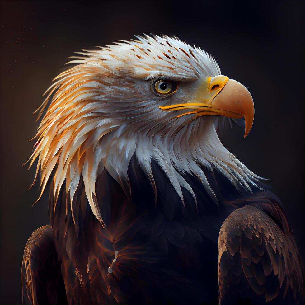 aquila su un' buio sfondo. 3d resa. computer digitale disegno., ai generativo Immagine foto