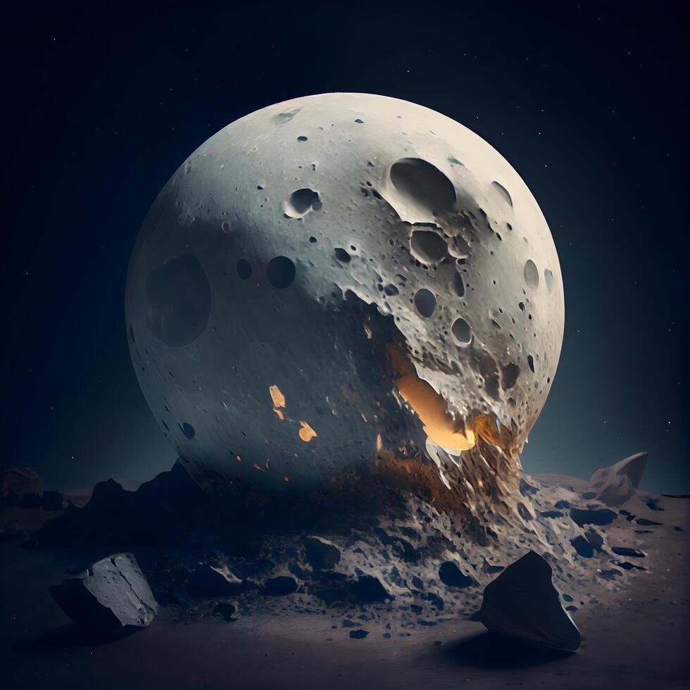 fantasia paesaggio con Luna e stelle. 3d illustrazione. elementi di Questo Immagine arredato di NASA, ai generativo Immagine foto