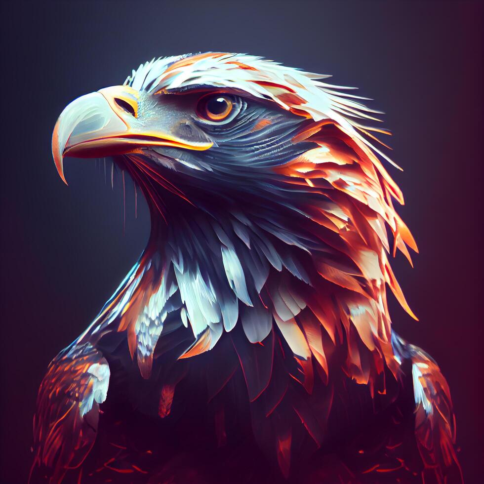 aquila. 3d rendere. 3d illustrazione. vivace colori., ai generativo Immagine foto