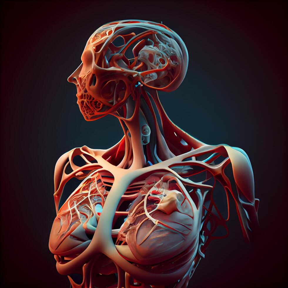 umano scheletro anatomia per medico concetto 3d illustrazione., ai generativo Immagine foto