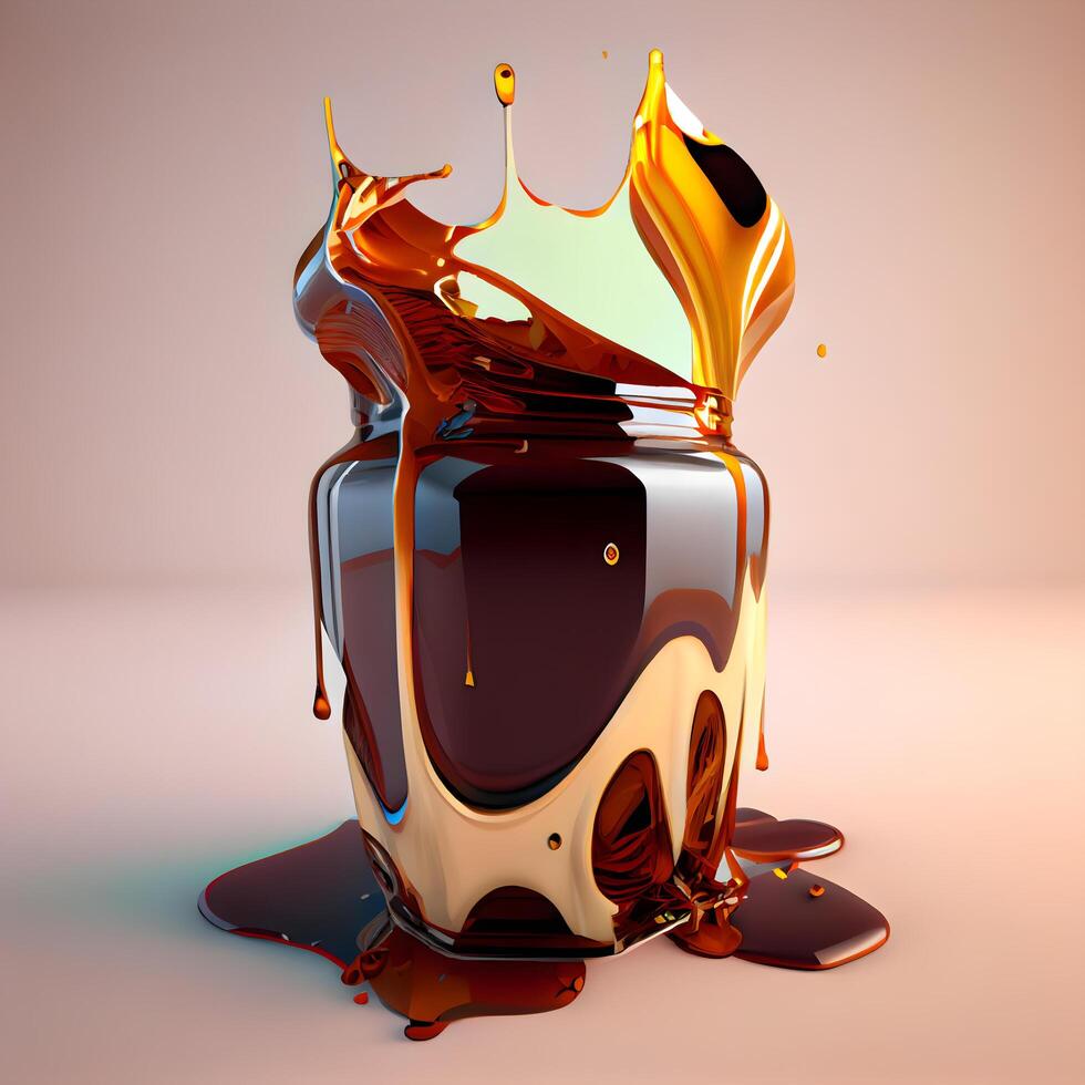 3d illustrazione di un' spruzzo di cioccolato e un' corona. 3d rendering, ai generativo Immagine foto