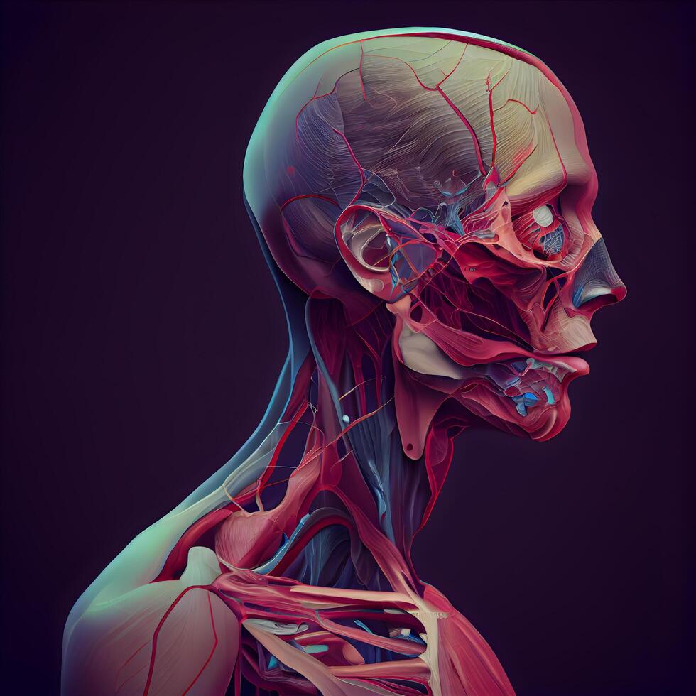 3d reso medico preciso illustrazione di il maschio scheletrico circolatorio sistema, ai generativo Immagine foto