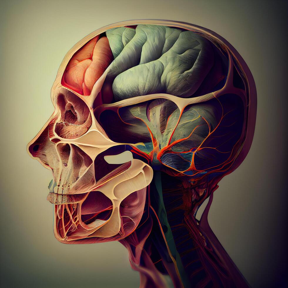 umano cervello anatomia filtrato Immagine elaborato Vintage ▾ effetto., ai generativo Immagine foto
