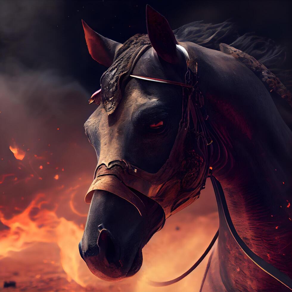 bellissimo cavallo nel il fuoco. il concetto di il combattimento contro fuoco., ai generativo Immagine foto