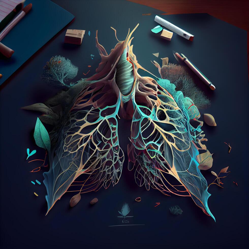 polmoni di umano. 3d illustrazione. medico sfondo., ai generativo Immagine foto