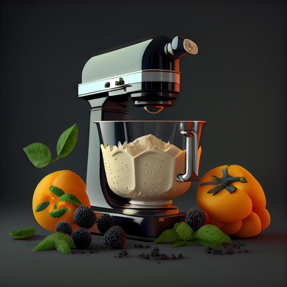 caffè creatore e ingredienti su buio sfondo. illustrazione., ai generativo Immagine foto