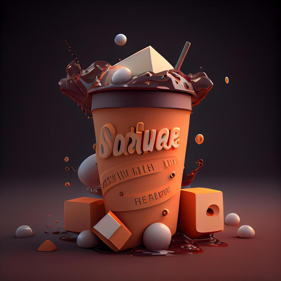 3d realistico dettagliato 3d caffè tazza con ghiaccio cubi. vettore, ai generativo Immagine foto