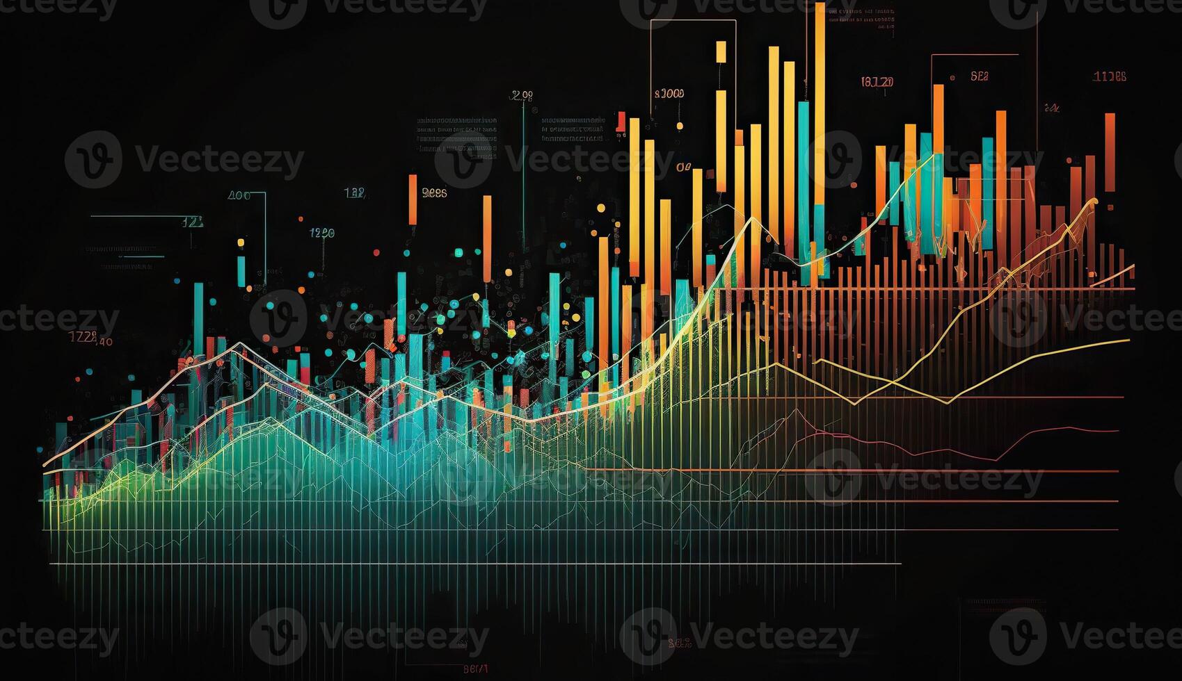 ai generativo. ai generato. fine azione commercio crescita grafico diagramma statistiche. può essere Usato per finanza i soldi analisi reddito marketing o economia strategia. grafico arte foto