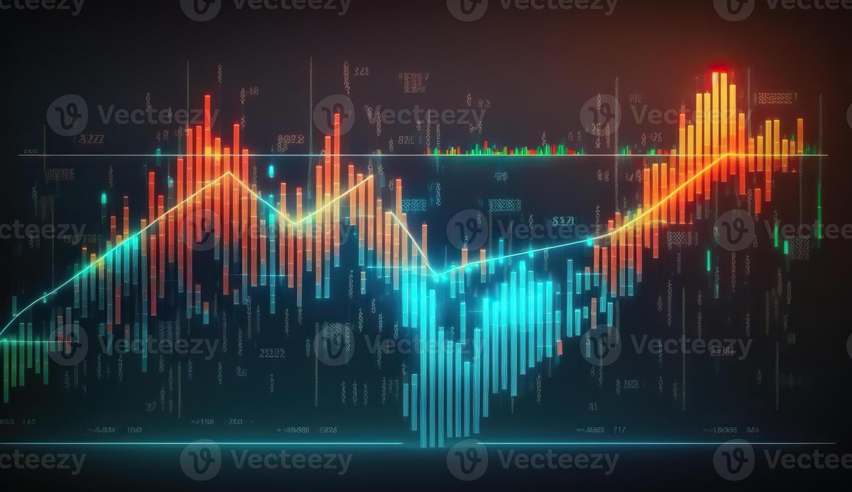 ai generativo. ai generato. fine azione commercio crescita grafico diagramma statistiche. può essere Usato per finanza i soldi analisi reddito marketing o economia strategia. grafico arte foto