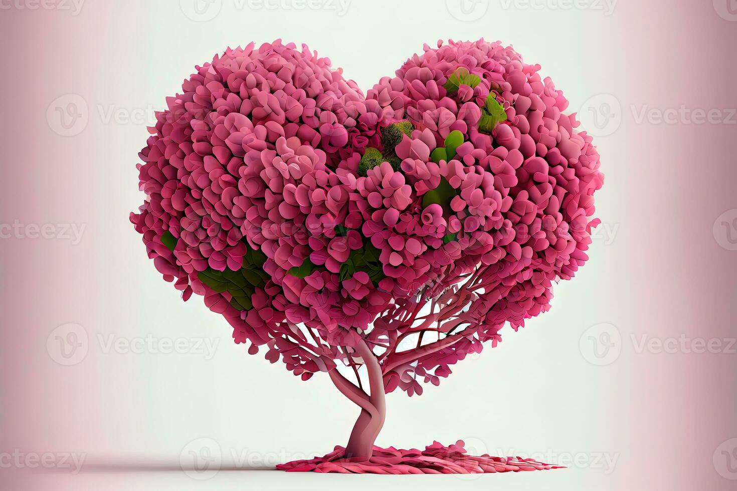 simpatico 3d interpretazione di albero con un' amore cuore su rosa foto