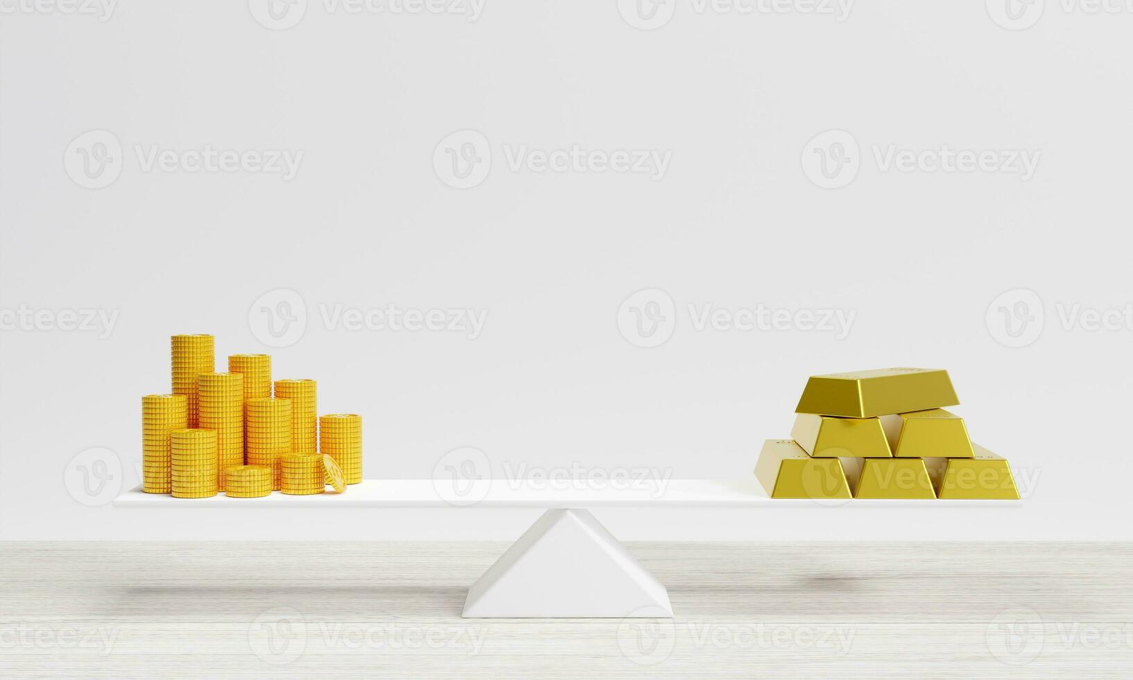 dollaro oro monete vs oro barre su il bilancia con stesso il peso. attività commerciale idea di il i soldi scambio Vota, imposta, oro prezzo speculazione, investimento. foto