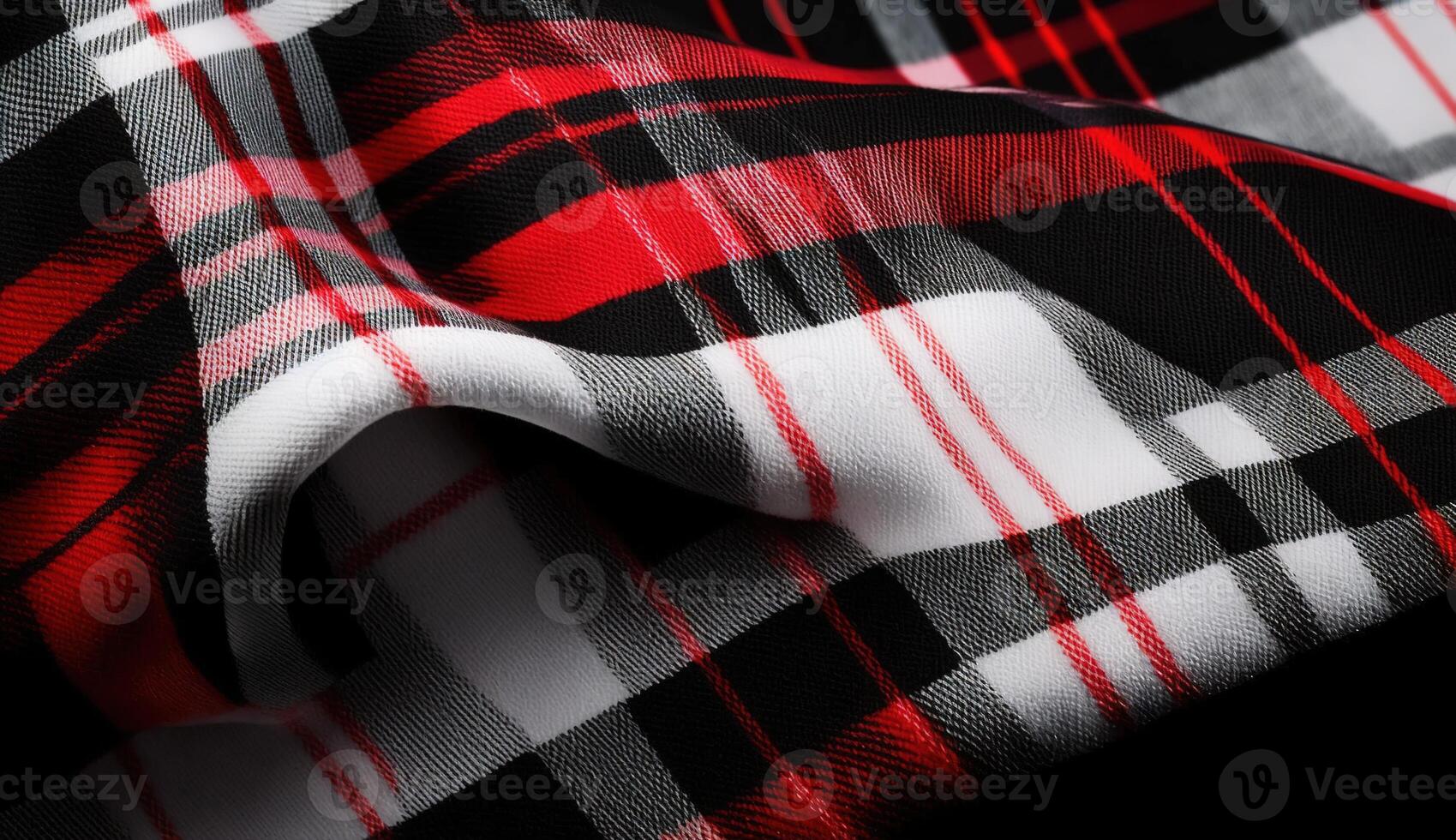 Nero, rosso e bianca tartan plaid senza soluzione di continuità tessuto su camicia. ai generato. foto