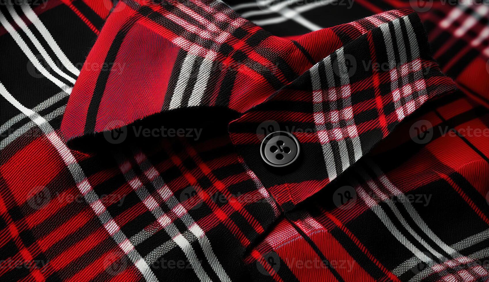 Nero, rosso e bianca tartan plaid senza soluzione di continuità tessuto su camicia. ai generato. foto