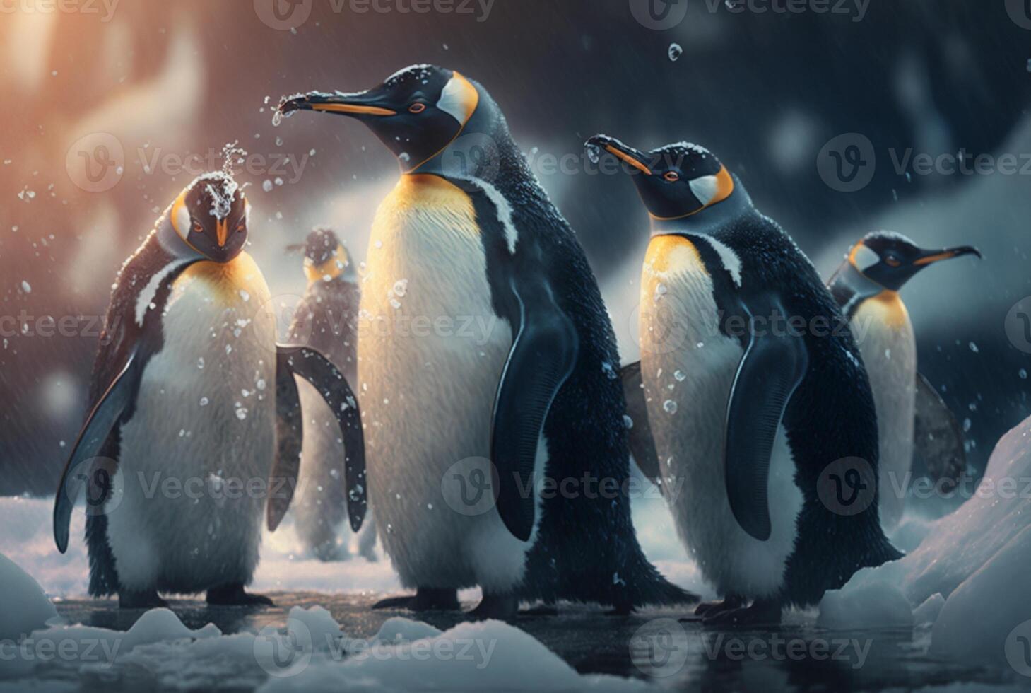 pinguini giocando nel il neve. generativo ai foto