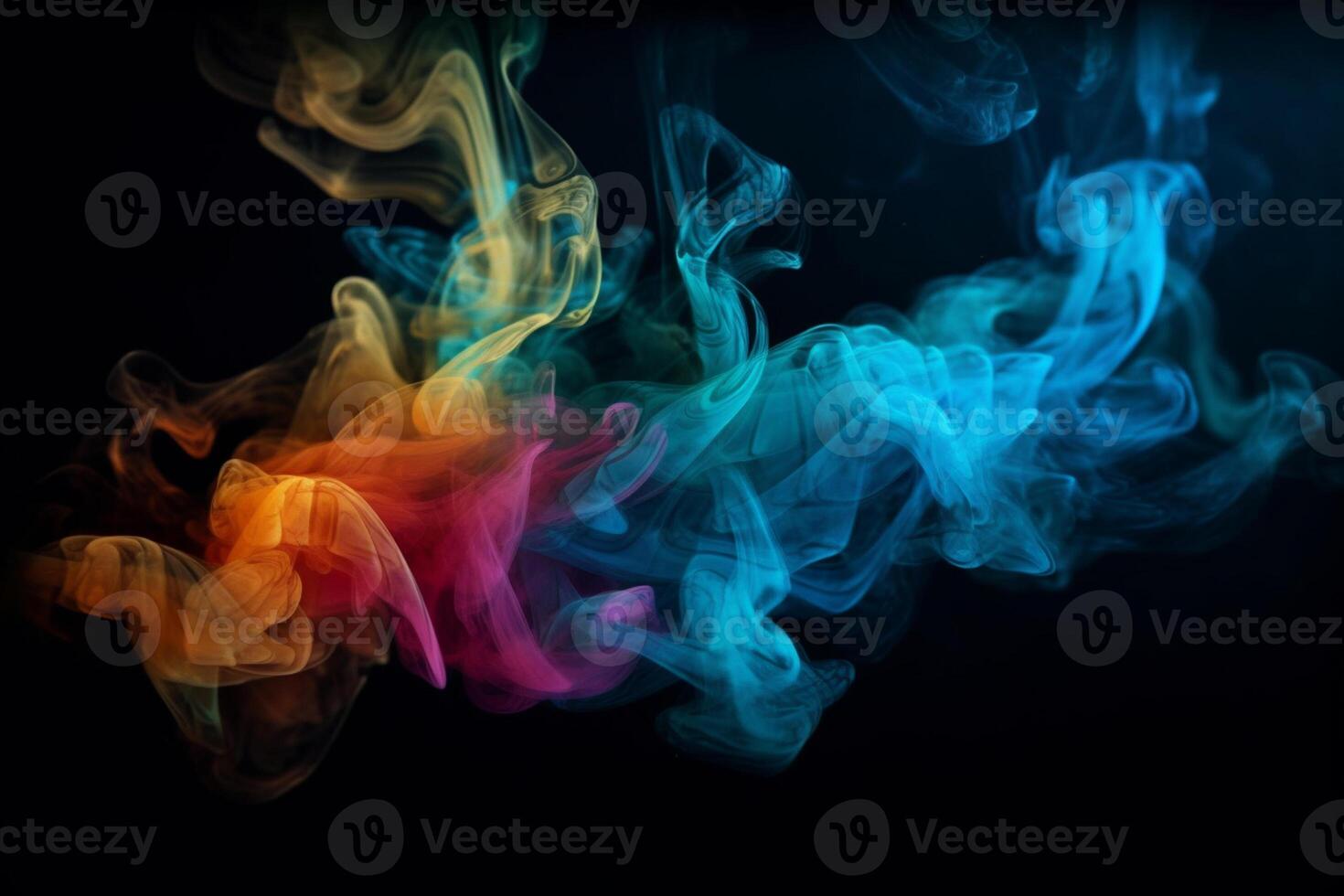 ai generativo colorato Fumo isolato su nero sfondo. astratto sfondo di colorato Fumo. foto