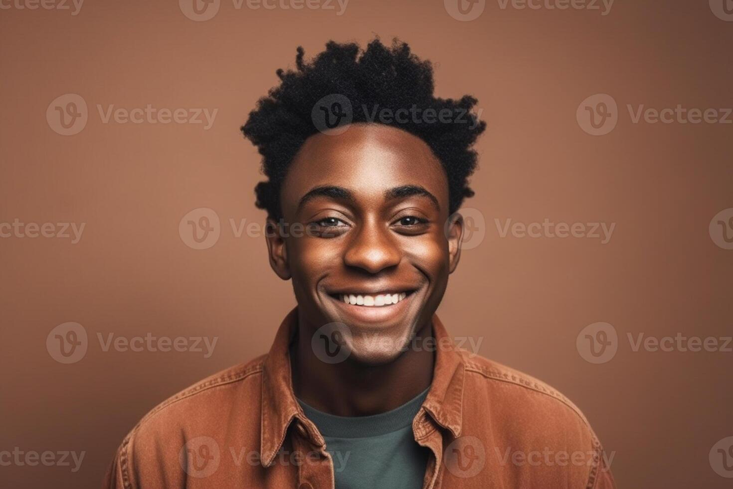 ai generativo un' uomo su solido colore sfondo con un' Sorridi facciale espressione foto